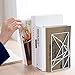SRIWATANA Bookends White, Decorative Metal Book Ends Supports for Shelves, Unique Geometric Design(1 Pair/2 Pieces)