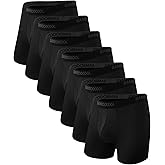 BAMBOO COOL Men's Underwear Breathable Boxer Briefs with Fly Moisture-Wicking Lightweight Underwear 7-Pack