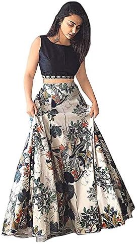 Ocean Dream Women's Bangalore Silk Printed Semi-Stitched Lehenga Choli (Jp Jp Jp, Beige, Free Size)