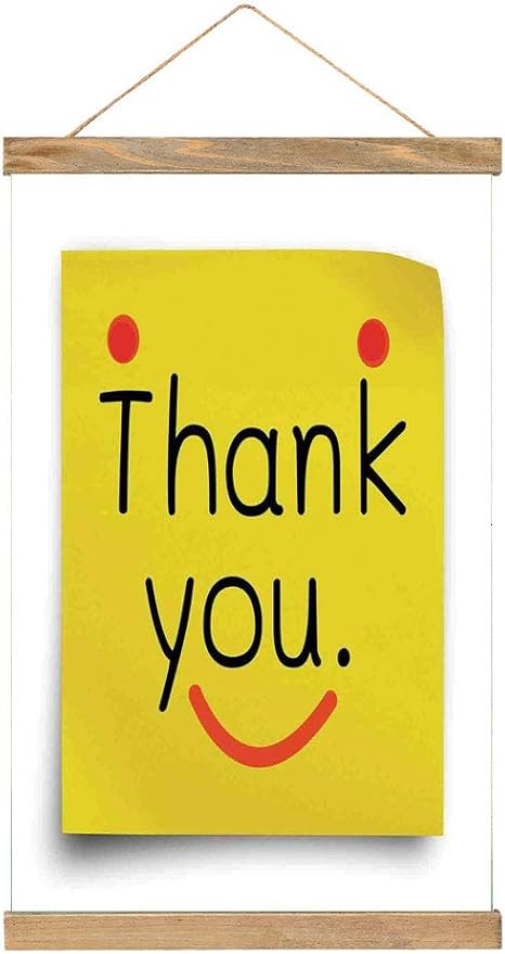 Amazon ライトウッド ポスターハンガー おもしろい ありがとうございます絵文字付箋紙に付箋付箋ポストイットイエロースマイリーフェイスプリント 33 X 52 Cm 素朴な壁アート 印刷 キャンバス ポスターハンガーフレームキット イエローオレンジブラック アートフレーム