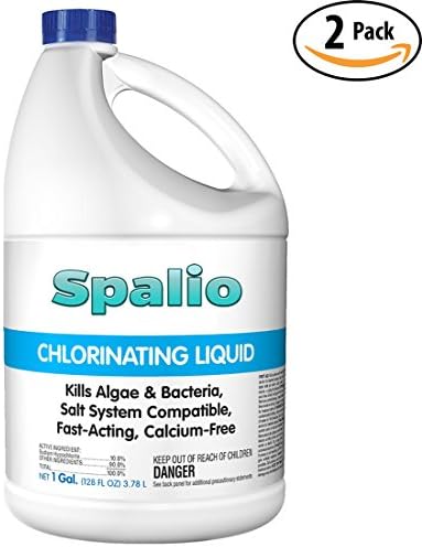 Spalio Universal, Non-Clouding Liquid Chlorine 10%, 2 Gallons. Easy on the Eyes, Pro-Grade, Calcium-Free Chloride Shock Treatment Won’t Cloud. Chlorinating Fluid Works in All Swimming Pools &amp; Spas