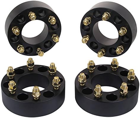 HLZZ 4pcs Wheel Spacers Adapters black-2" Thickness-6 Lug-6x5.3/6x135-M14x2 Studs