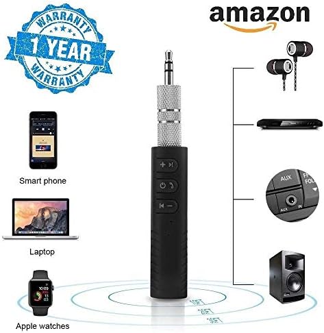 optimacworld 3.5mm Jack Bluetooth V4.1 Hands Free Music Audio Receiver Adapter AUX Kit Compatible with All Android and iOS Devices (Black)