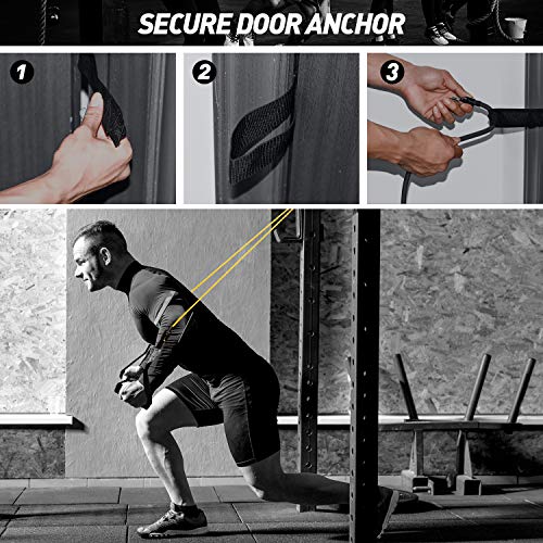 OMORC Resistance Bands Set, Exercise Bands with Handles, Door Anchor, Ankle Straps, Workout Band for Resistance Training, TRX, Aqua Aerobics, Physical Therapy, Stackable 100 lbs, 11Pcs