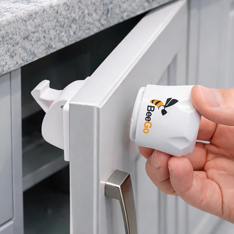 BeeGo 6 Pack Magnetic Child Safety Locks with Key – No Drill, 3M Tape