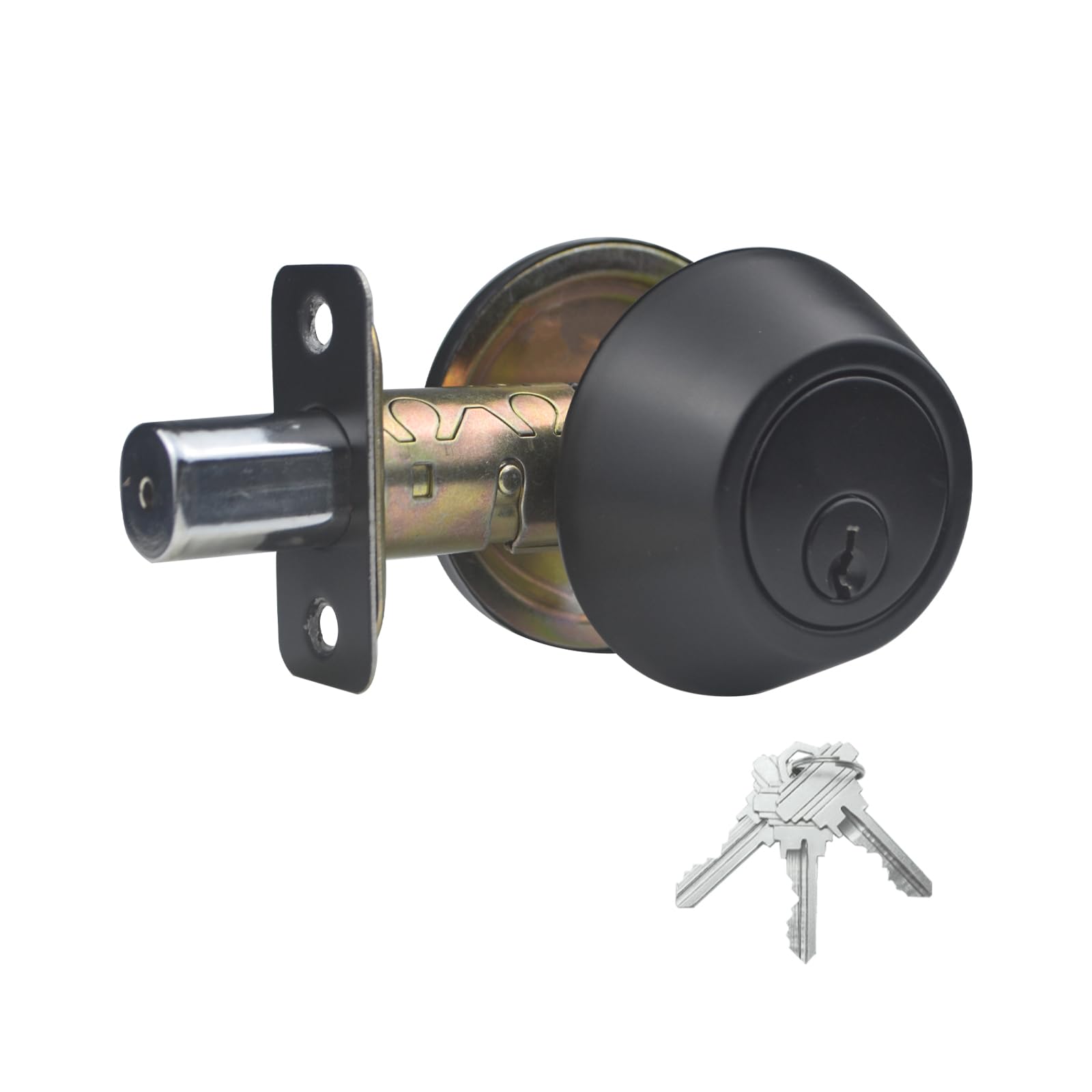 Photo 1 of Comfhouse 1 Side Keyed Deadbolt Lock,Single Cylinder Dead Bolt, Matte Black Round Exterior Keyed Front Entry Inside Door Deadbolt
