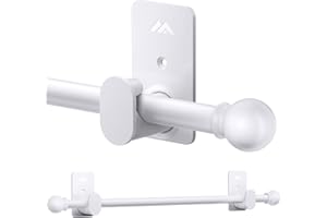 ZNONOX Curtain Rods No Drilling for Windows 30 to 45 Inches,5/8 Inch Diameter No Drill Curtain Rod Set with 3M Adhesive Brackets, White