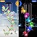 Solar Butterfly Wind Chimes Outdoor- Waterproof Solar Powered LED Changing Light Color 6 Green Butterflies Mobile Romantic Wind-bell For Home, Party, Festival, Night Garden Decoration(blackboard)