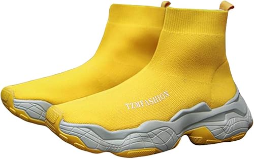 Amazon Molimi モリミ ニットスニーカー メンズシューズ ニットブーツ ハイカット 靴下 メッシュ 厚底スニーカー 軽量 カッコイイ 春夏秋冬 カジュアル スポーツ ファッション 運動靴 旅行 ジョギングシューズ イエロー 24 5 Cm Molimi スニーカー