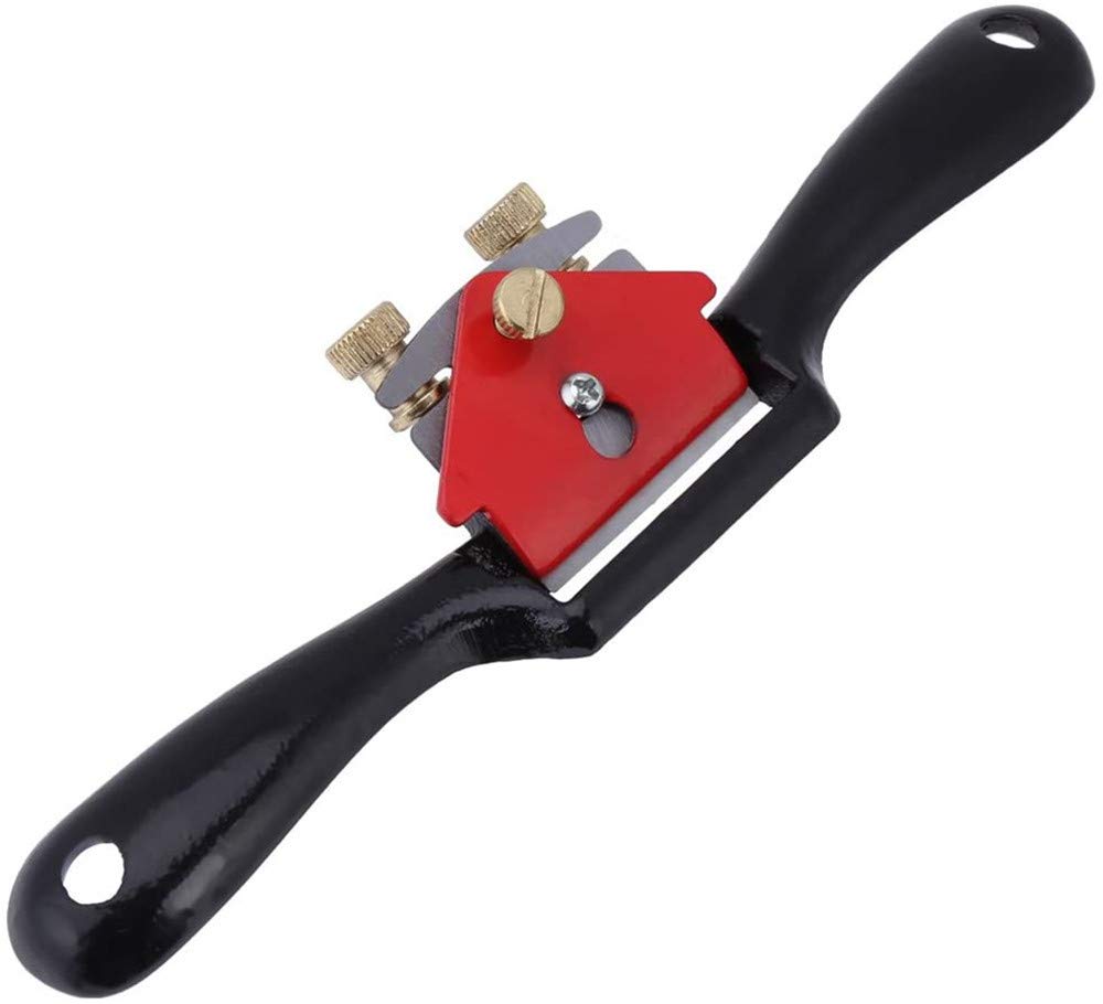 9" Adjustable Spokeshave with Flat Base and Metal Blade Wood Working Wood Craft Hand Tool, Red & Black