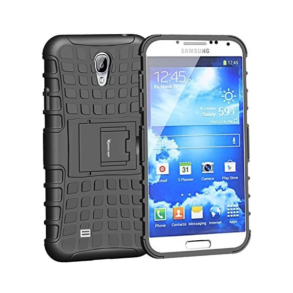 Korecase-Tire-S4-Case-Slim-Hybrid-Hard-Plastic-Soft-Silicone-Heavy-Duty-Rugged-Dual-Layer-Hybrid-Armor-Protective-Case-For-Samsung-Galaxy-S4-IV-i9500-with-Built-in-Kickstand-Black