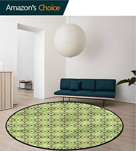 RUGSMAT Mid Century Modern Washable Round Bath Mat,Atomic Boomerang Coffee Table Mat Non-Skid Living Room Carpet Round-55