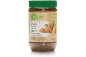 Yupik Organic Almond Butter, 454 g, Kosher, Gluten-Free, Non-GMO, Creamy Nut Butter, Only Almonds, No Added Sugar, No Additiv