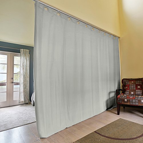 RoomDividersNow Premium Heavyweight Ceiling Track Room Divider Kit - Medium A, 8ft Tall x 4ft 6in - 6ft Wide (Stone White)