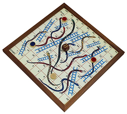 SKAVIJ Magnetic Snakes and Ladders Travel Board Game Handmade Wooden Classic Snake and Ladder Set Strategy Fun Game
