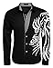 COOFANDY Mens Shirt Fashion & Casual Print Button Down with Turn Down Neck, Black 1, Small, Long Sleeve