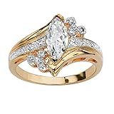 Marquise-Cut White Cubic Zirconia 14k Gold-Plated Engagement Anniversary Ring