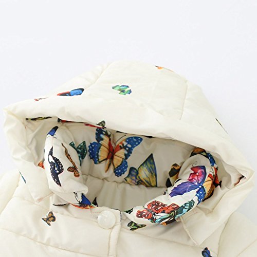 Jlong Baby Girls Boy Winter Warm Printed Butterfly Long Sleeves Coat Jacket, White, 1-2 Years(Tag 8)