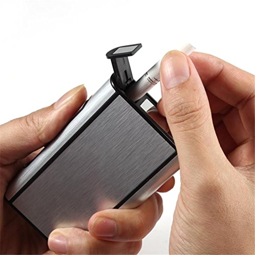 Aluminum Pocket Cigarette Case Automatic Ejection Holder Lighter Metal Box