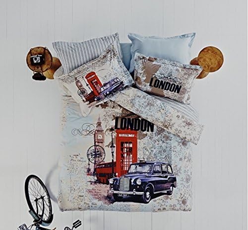 100% Turkish Cotton Ranforce London Style Bedding Set Full Double Queen Size Quilt Duvet Cover Set Bedding 4 Pcs!! Made in Turkey