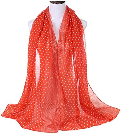 Fashion Classic Woman Viscose Sheer Scarf Dot Pattern Printing Scarf (Red)