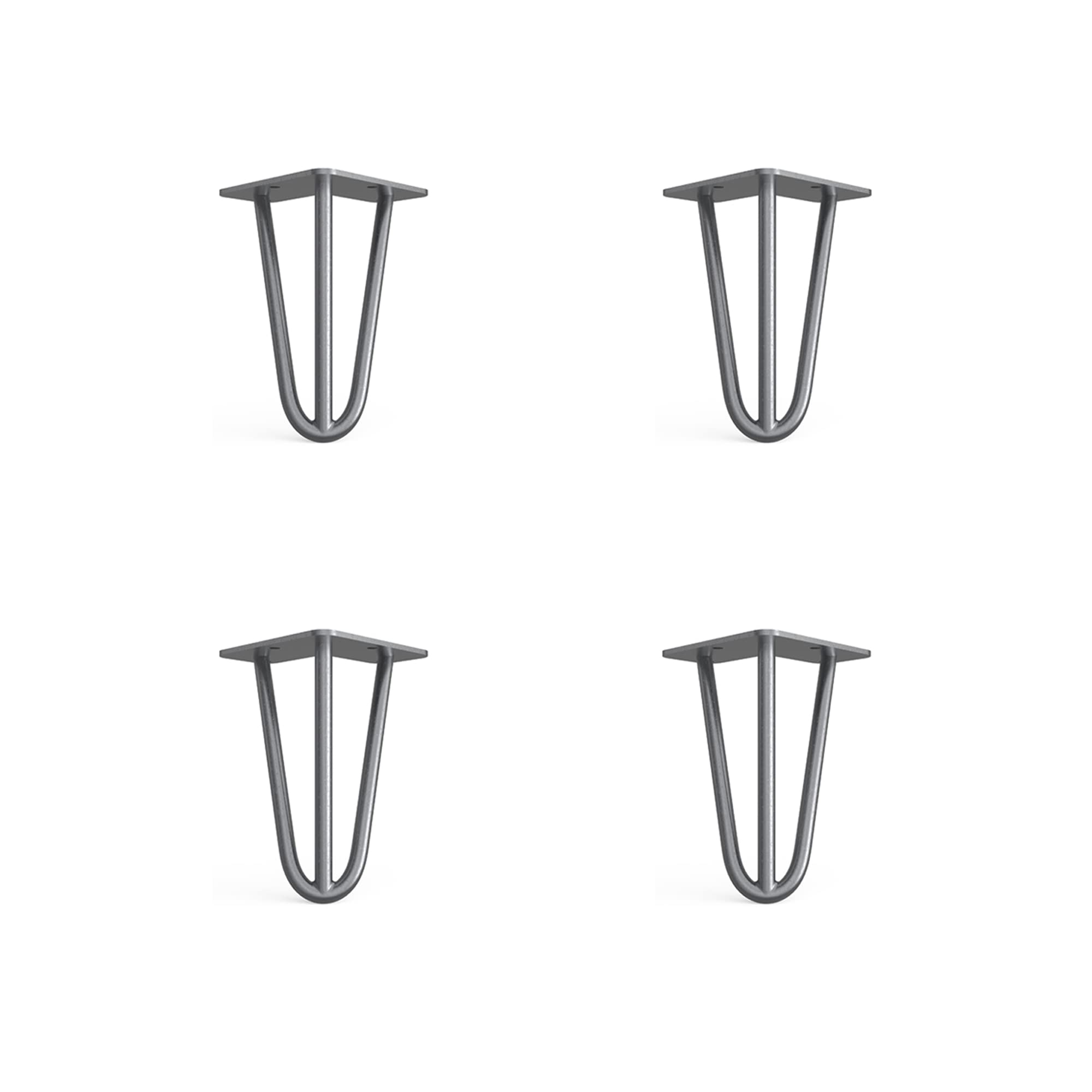 4 x Hairpin Legs from DT IRONCRAFT - 15cm 3 Rod / 10mm, Bare Steel - Chest, Carbin and Dresser Legs with Floor Protector Feet & Screws