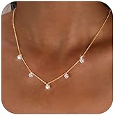 YYDSUNY 5MM Diamond Necklaces for Women, 925 Sterling SIlver White Cubic Zirconia Choker Necklace to Daughter 14K Gold Plated Dainty Non Tarnish Charm Chain Trendy Birthday Valentines Jewelry Gifts