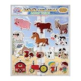 Fantastic Farm Animals Thick Printed Gel Clings - Reusable Glass Window Clings for Kids and Adults - Incredible Gel Decals of Pig, Horse, Dog, Cat, Cow, Duck for Home, Airplane, Classroom, Nursery