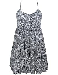 Delores Womens Beach Dress Black Printed Flare Flirty Crossback Loose Casual Holiday Sundress
