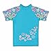 TFJH E Girls Swimsuit Kids Short Sleeve Swimwear UPF 50+ UV Blue 11-12 Years 14A