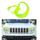 JeCar Front light Headlight Angry Bird Style Bezels Trim Cover For Jeep Renegade 2015 2016 2017 (Pack of 2, Light Green)