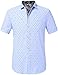 Button Down Shirt Men, Mens Shirts Casual Stylish, Regular-Fit 100% Cotton Printed Summer Causal (X-Large, Blue (069))