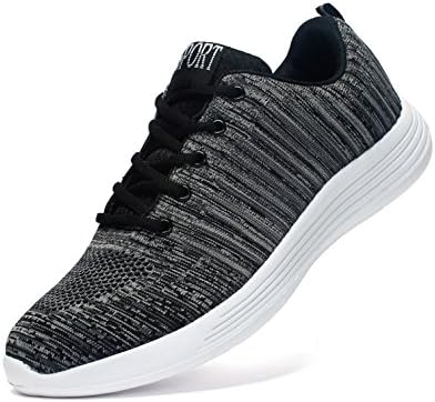 Maniamixx Men's Lightweight Knit Sneakers Athletic Shoes Trainers For Gym Running Casual Walking(Grey,US9.5/43)