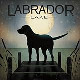 Moonrise Black Dog - Labrador Lake Art Poster PRINT Ryan Fowler 18x18