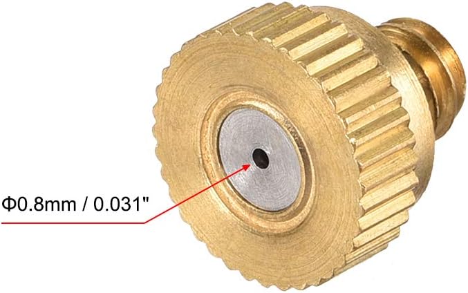 sourcing map Brass Misting Nozzle - 10/24 UNC 0.8mm Orifice Dia Replacement Heads for Outdoor Cooling System - 5 Pcs - Image 4
