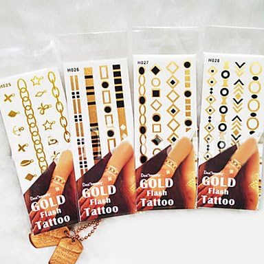 HJLWST High-end Jewelry Metal Waterproof Flower Arm PVC Bronzing Tattoo Airbrush Tattoo Stencils , #28
