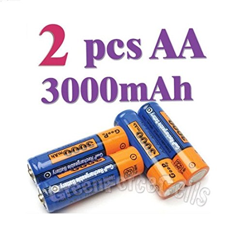 2 AA LR6 2A 1.2V 3000mAh NiMH Rechargeable Battery Cell GODP Blue Orange