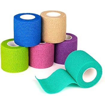 FriCARE Nonwoven Self-Adhesive Bandage, Self-Adherent Cohesive First Aid Medical Wrap, Elastic Althetic/Vet Tape for Wrist 2 Inches Wide (Rainbow, 6 Pack)