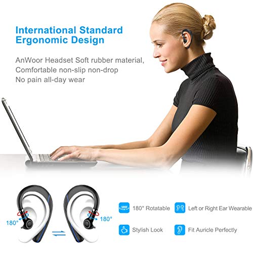 Samnyte Headset V4.1 Wireless Handsfree Earpiece with Microphone Wireless Earbud for Office Business Trip Driving Compatible with All Mobile Phone