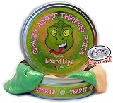 Crazy Aaron's Thinking Putty Lizard Lips Heat Sensitive Hypercolor, 3.2oz Tin, Emerald Green/Peach