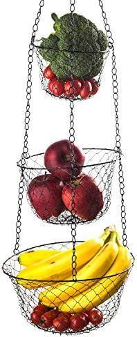 Homebridge 3 Tier Height Adjustable Hanging Storage Basket Maximum Weight Load 10 Pounds.