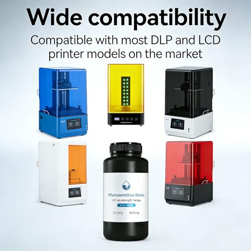 YzLumyndra UV-Curing 3D Photopolymer Resin, 1kg High Precision Low Shrinkage Resin for LCD/DLP/SLA Printers – Fast Curing, Non-Toxic, Compatible with Ender & Anycubic (Gray)