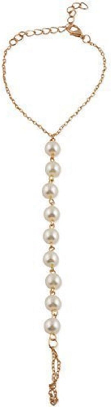 Copper Pearl White and Golden Bracelet for Girls