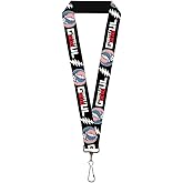 Buckle-Down Grateful Dead Keys,Keychain,Wallet,ID Card Holder,with Quick Release Lanyard- Text with Steal Your Face Stars and Stripes, Elastic