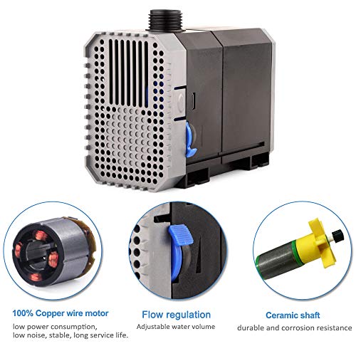 YCTECH 45W 660 GPH Submersible Pump for Aquarium, Fish Tank, Pond, Fountains, Statuary, Hydroponics Aquaponics