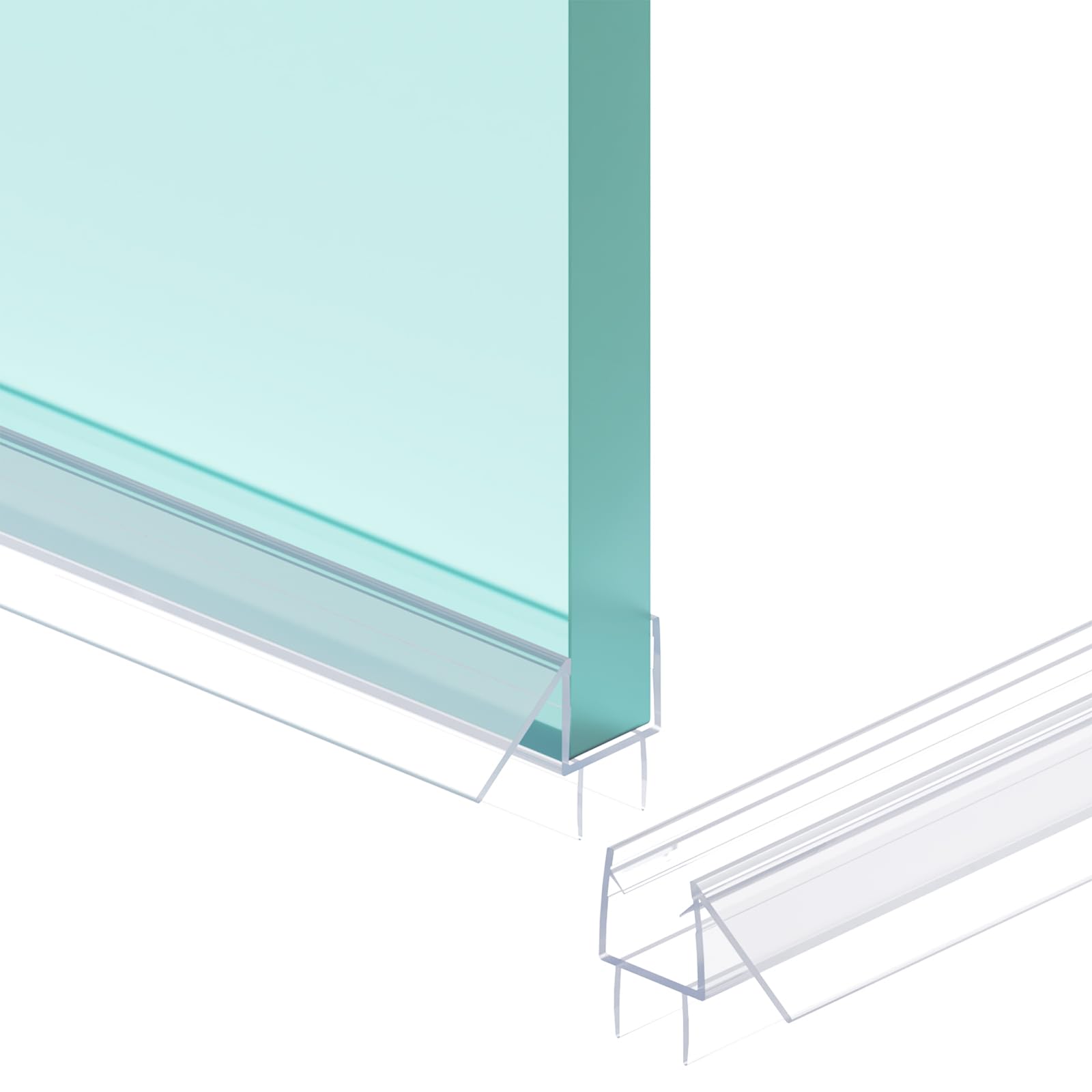 Photo 1 of Shower Door Bottom Seal Strip, 2PCS Seal Strip, Ultra Clear PVC, 36" Length, Fits 12mm Thick Glass, Prevents Leaks, Easy Installation, No Adhesive Required (Ultra Clear, 36in for 1/2"(12mm) Door)