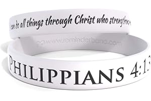 Reminderband - Philippians 4:13 100% Silicone Wristband - Silicone Rubber Bracelet - Christian Religious Events, Gifts, Motivation, Support, Causes, Fundraisers, Awareness - Men, Women, Kids