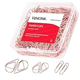 300 Pcs Cute Rose Gold Paper Clips Assorted