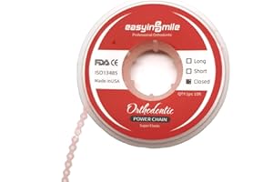 SNAWOP Dental Orthodontic Power Chain Multicolor Spool Elastic Rubber Bands for Teeth Braces (Closed, Pink)