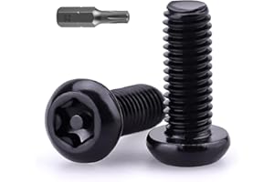 EASTLO (25 pcs) M6-1.0 x 20mm Button Head Torx Drive Machine Screws, Stainless Steel 304 (18-8) Security Screws, Anti-Theft Tamper Proof, Black Coated, T30 Drive Bit Included